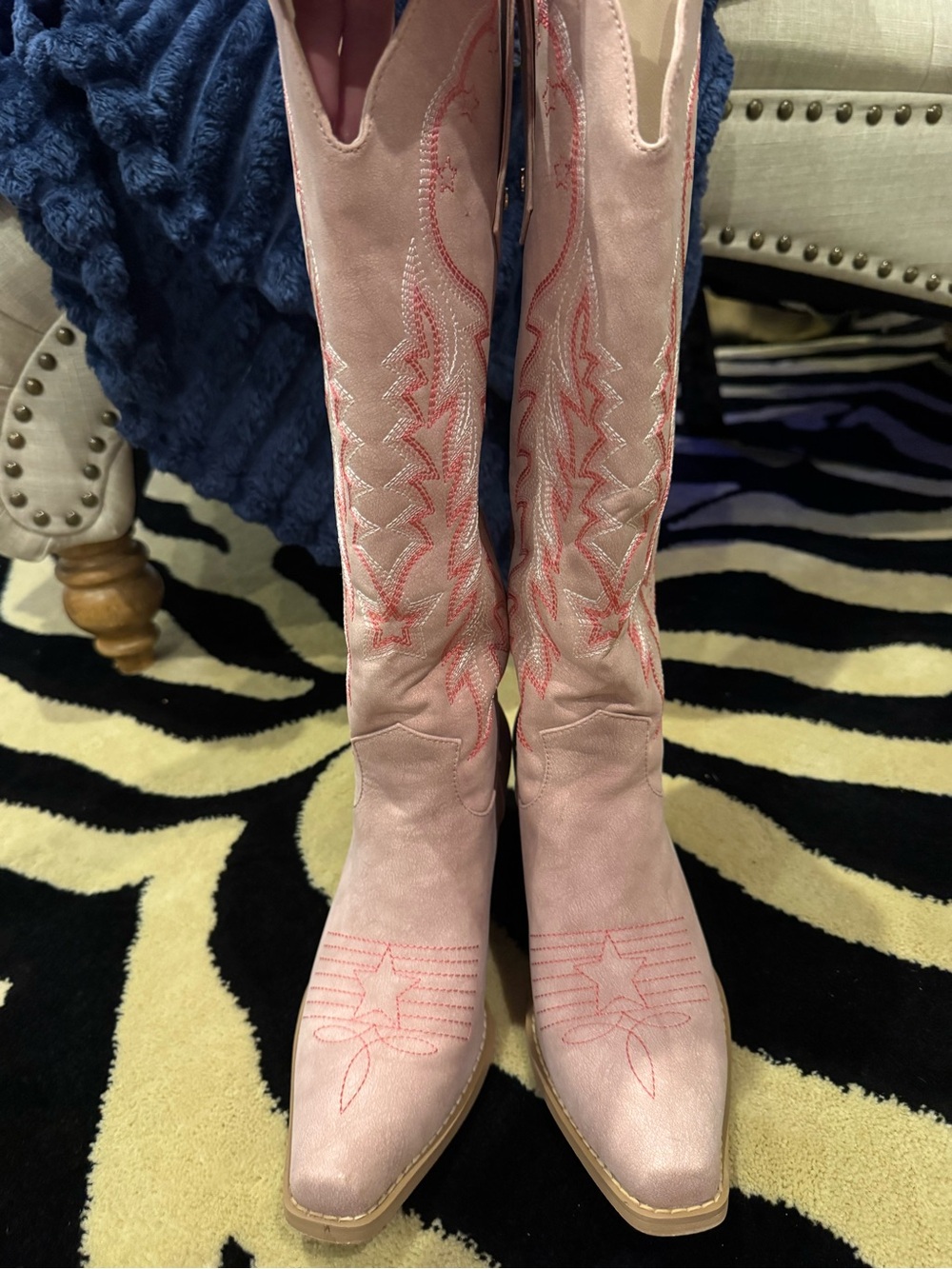 Wetkiss Women's Pink Embroidered Western Boots